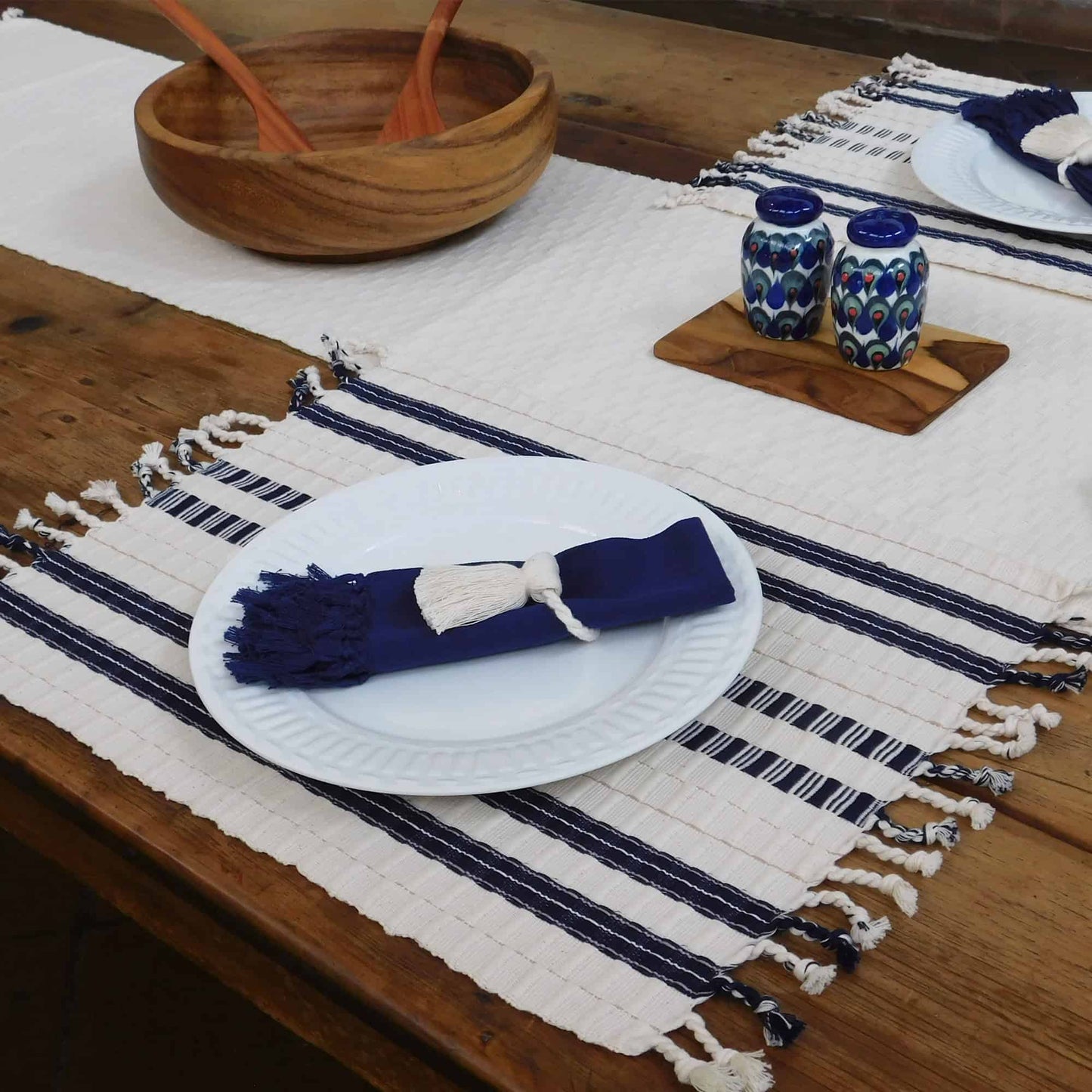Individual Panalito - azul / crudo