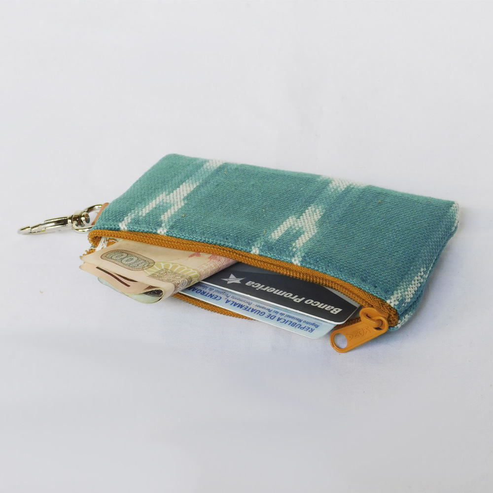 Monedero ikat turquesa