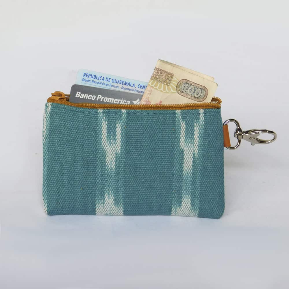 Monedero ikat turquesa