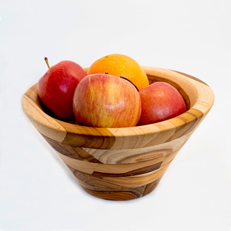 cuenco artesanal de teca para exhibir frutas