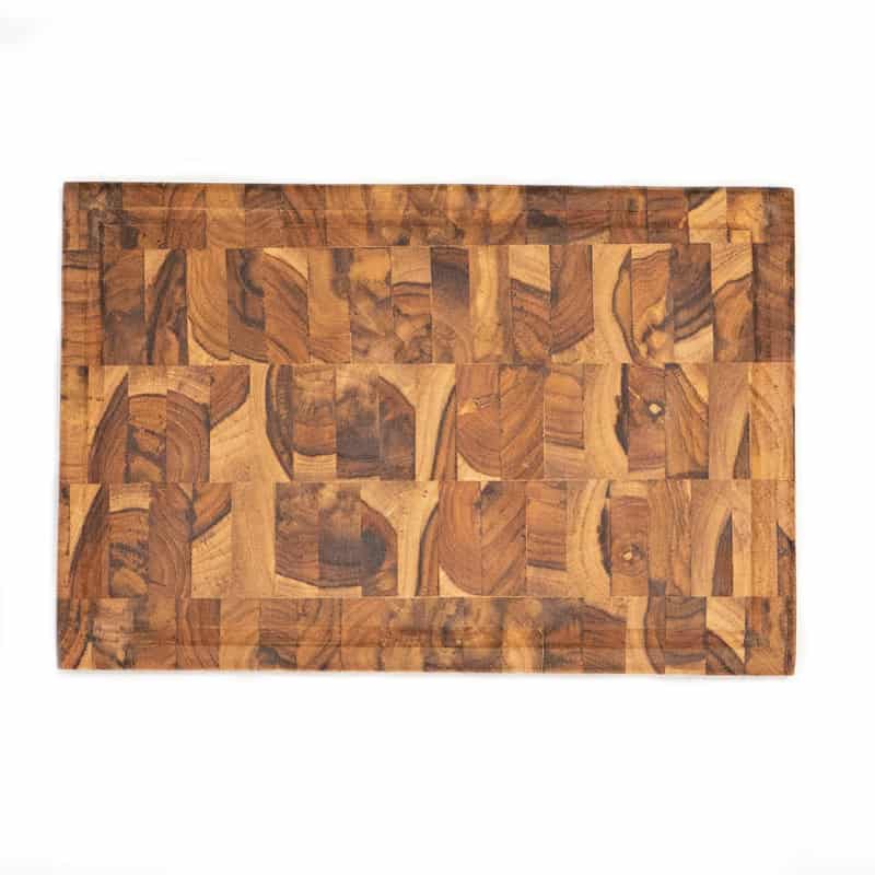tabla bloque carnicero mosaico con ranura para jugos mediana