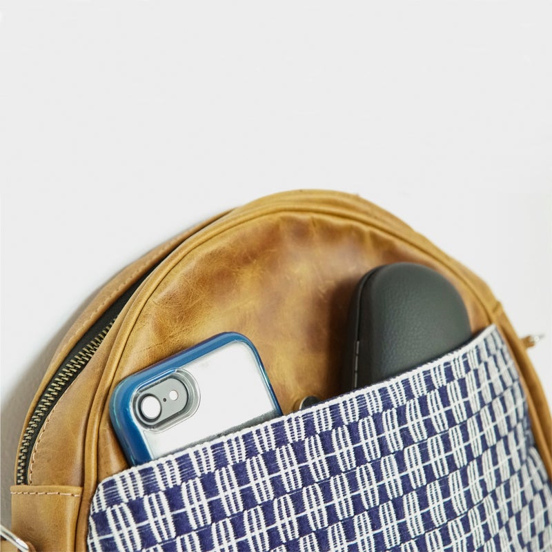 bolsillo exterior de bolsa redonda artesanal