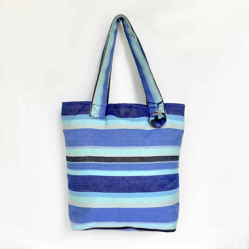 bolsa tote de tela azul