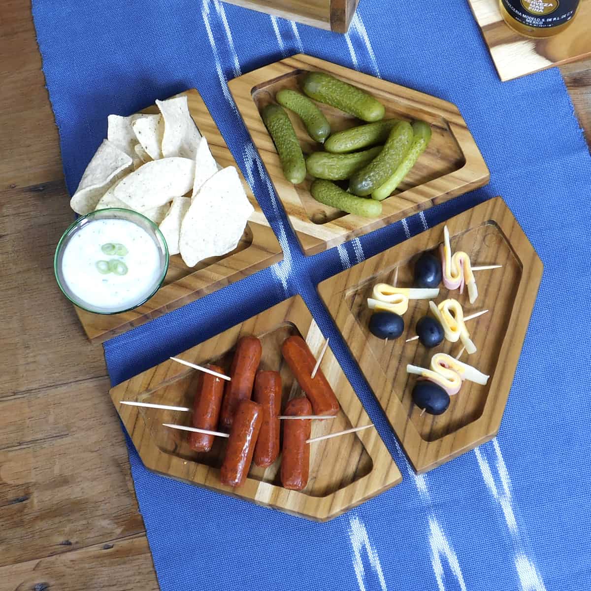 Set de 4 bandejas para aperitivos