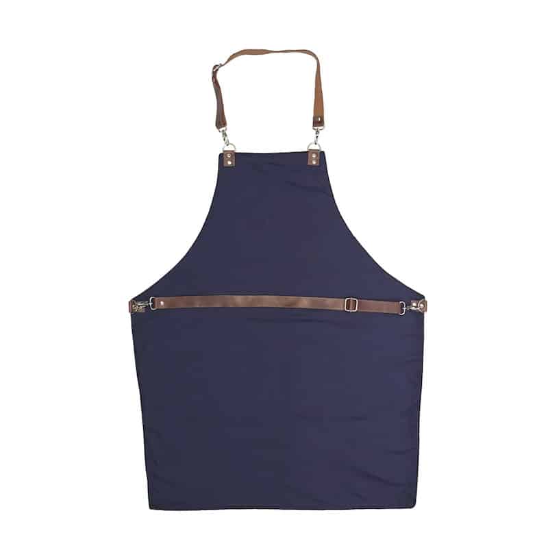 gabacha de lona con correas de cuero desmontables vista desde atrás