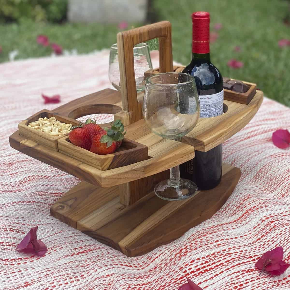 Base portátil para boquitas y vino