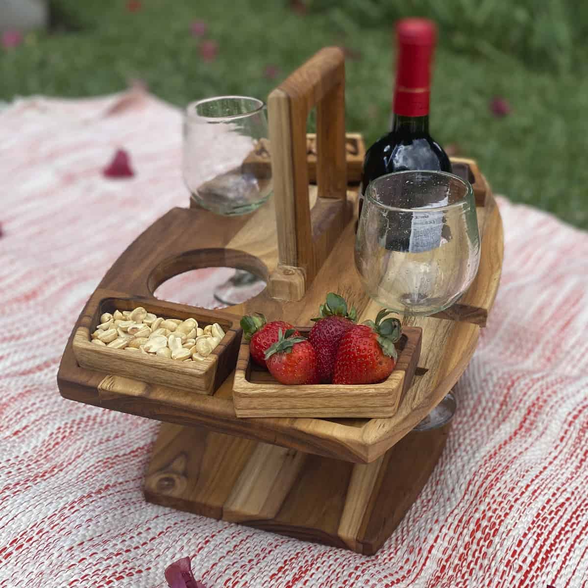 Base portátil para boquitas y vino