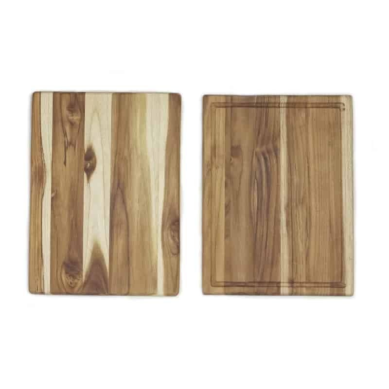 dos tablas artesanales de teca con y sin ranura