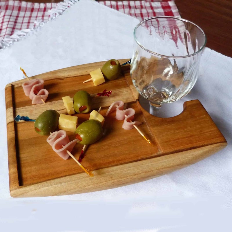 portacopas de vino de madera