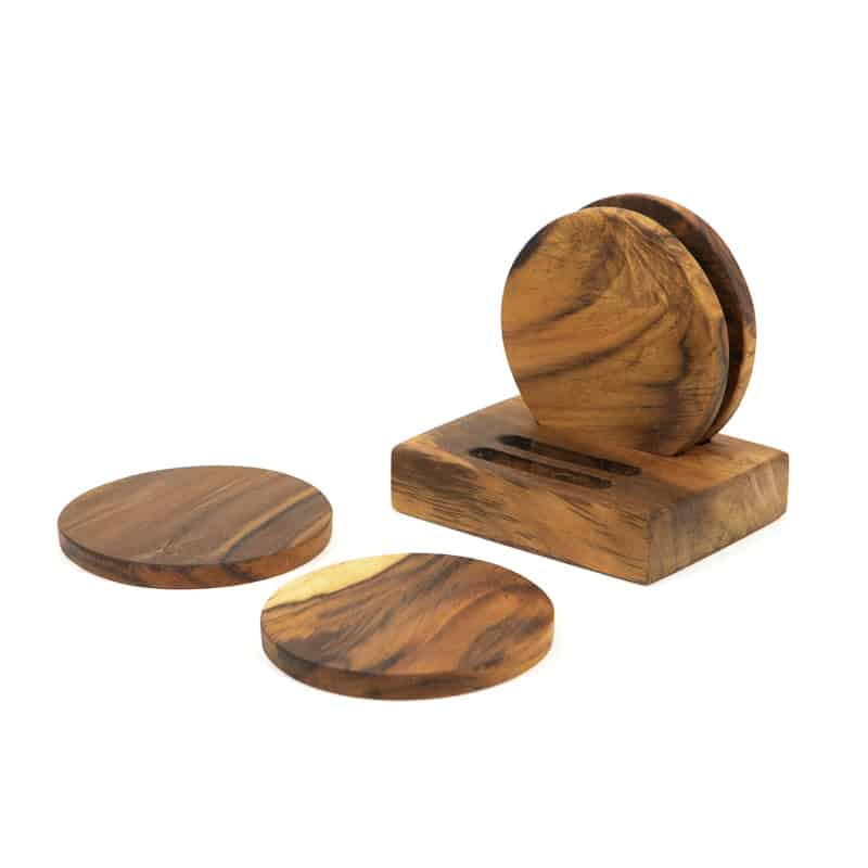 posavasos redondos de teca