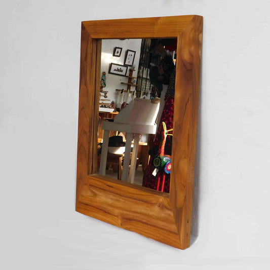 Espejo rectangular de pared - Marco liso madera teca