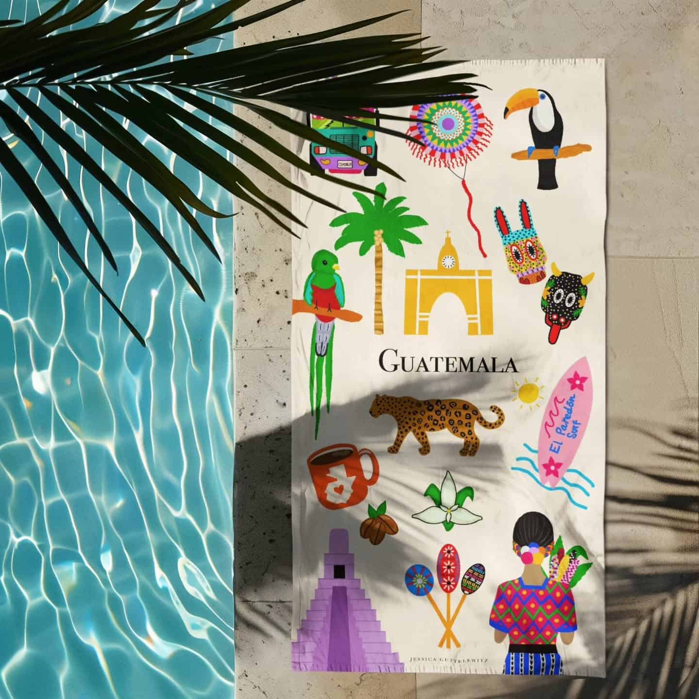 Toalla de playa estampada Chapina