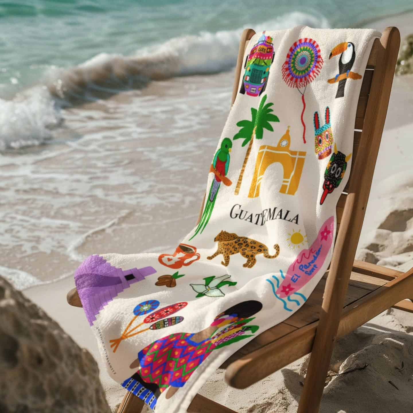 Toalla de playa estampada Chapina