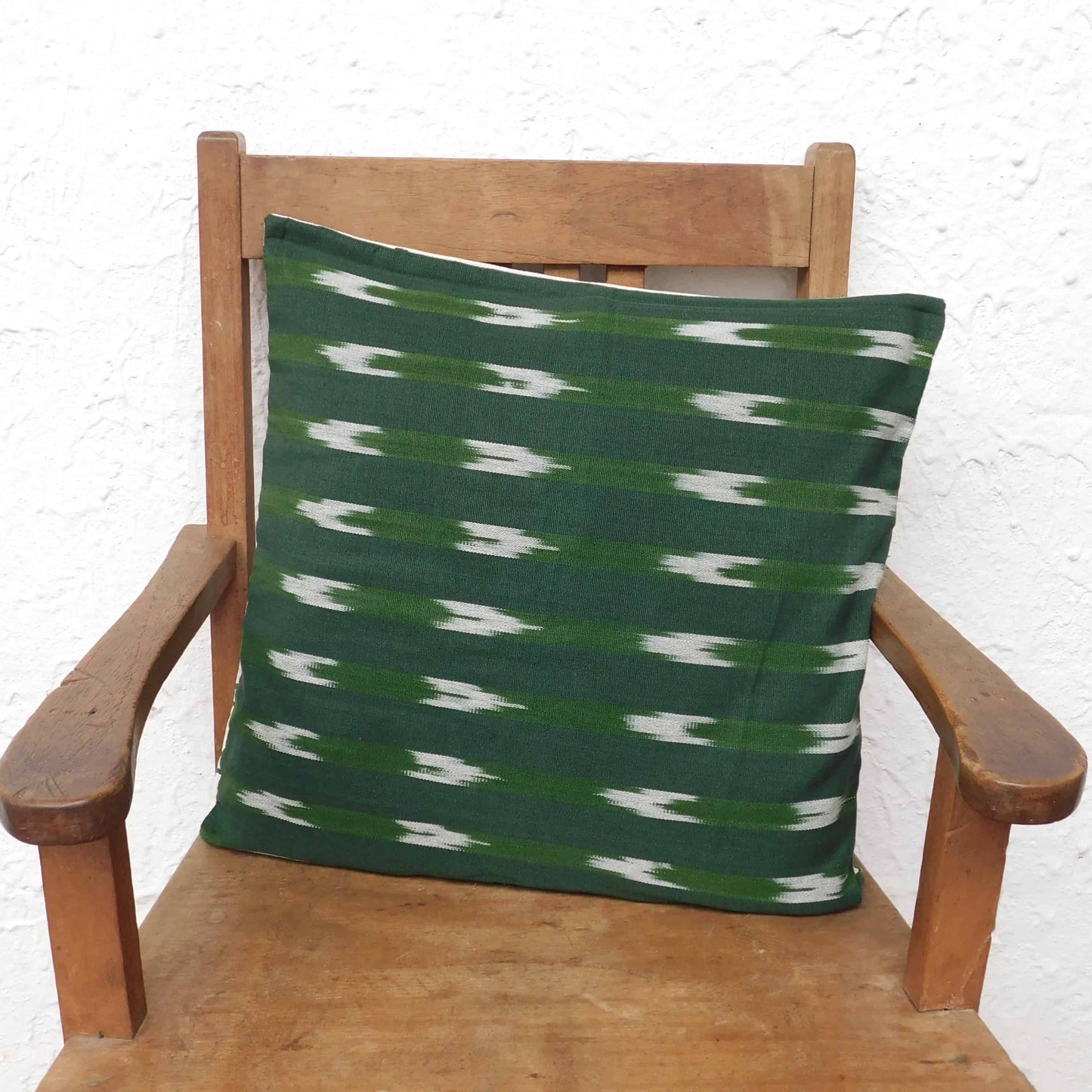 Funda para cojín  - diseño ikat verde horizontal