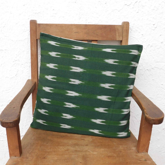 Funda para cojín - diseño ikat verde horizontal