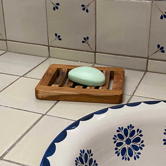 Jabonera de madera teca