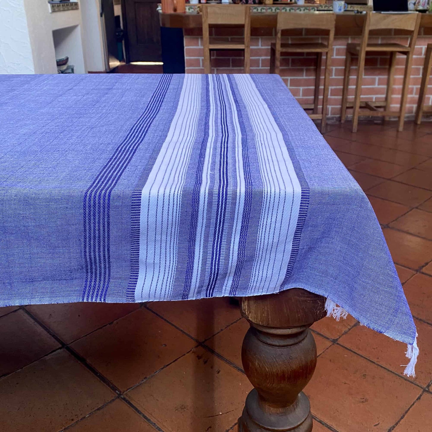 Mantel - Chambray con tonos azules