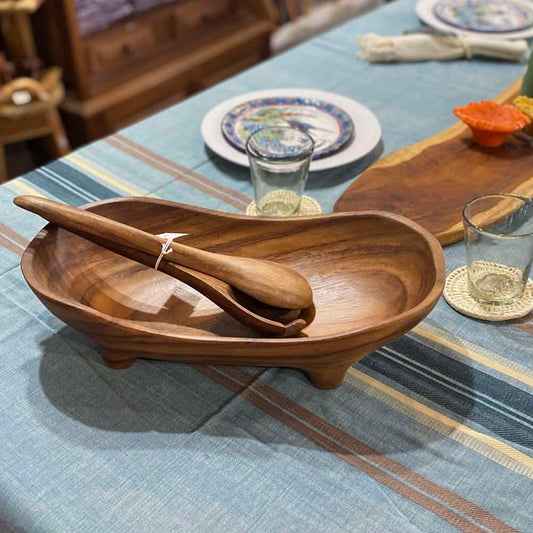 Bowl largo de conacaste con patas