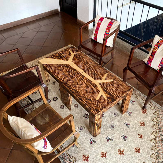 Mueble de mimbre y madera - La Casa De Madera
