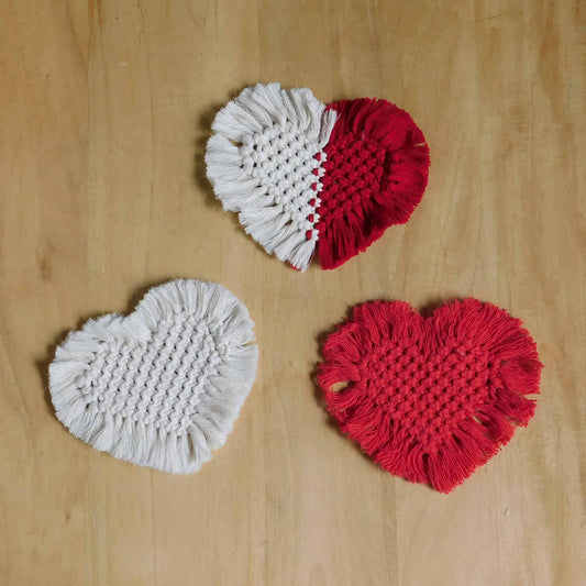 Portavaso corazón de macramé - Colores variados