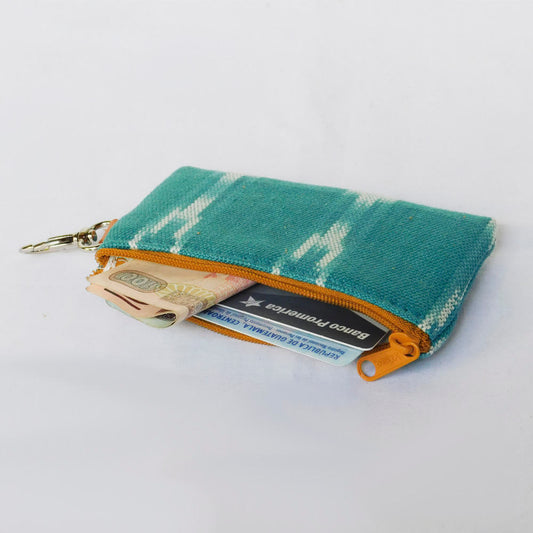 Monedero ikat turquesa