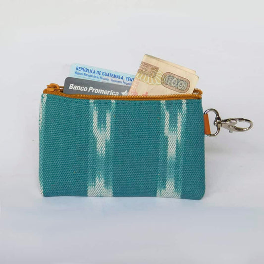 Monedero ikat turquesa