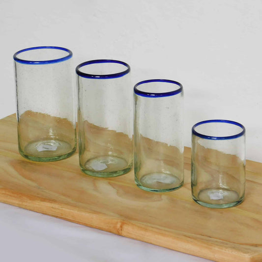 Vaso liso orilla azul