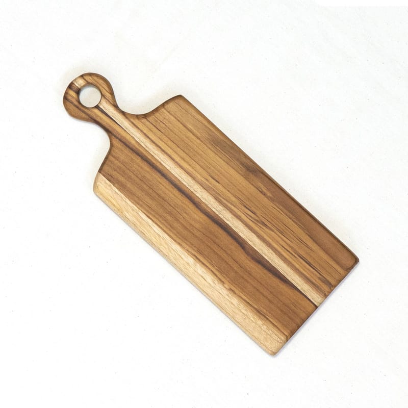 tabla larga mediana para cortar pan hecha a mano con madera teca