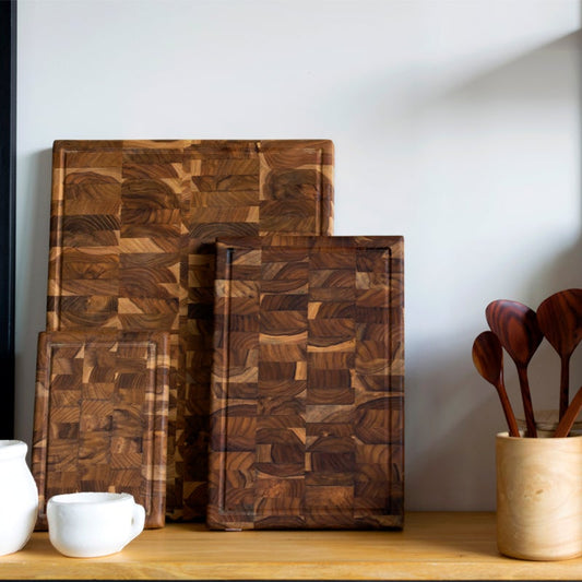 Tabla de cocina artesanal de 7 maderas macizas, Multicolor