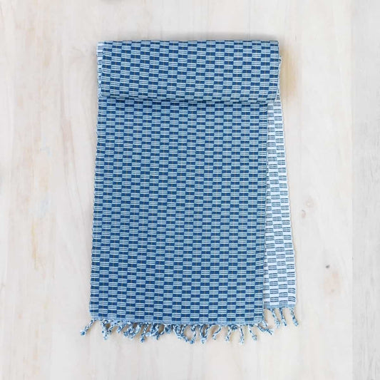 Camino de mesa Panalito - verde sipson / crudo reversible