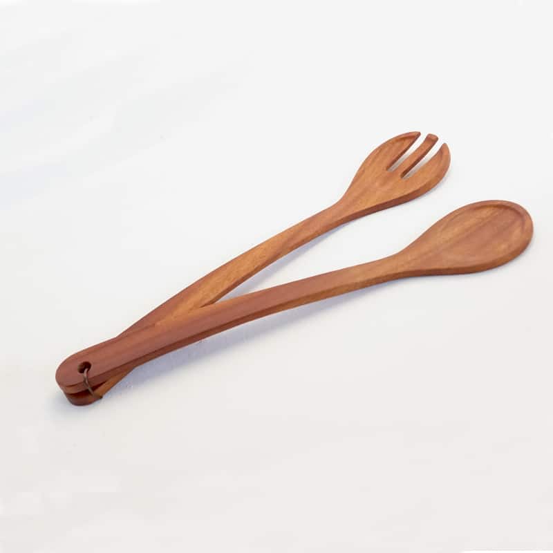 juego de cucharas para servir ensalada hechas con madera cedro