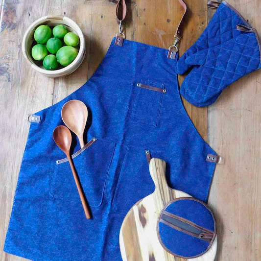 gabacha guantes y aislador de lona detalles en cuero