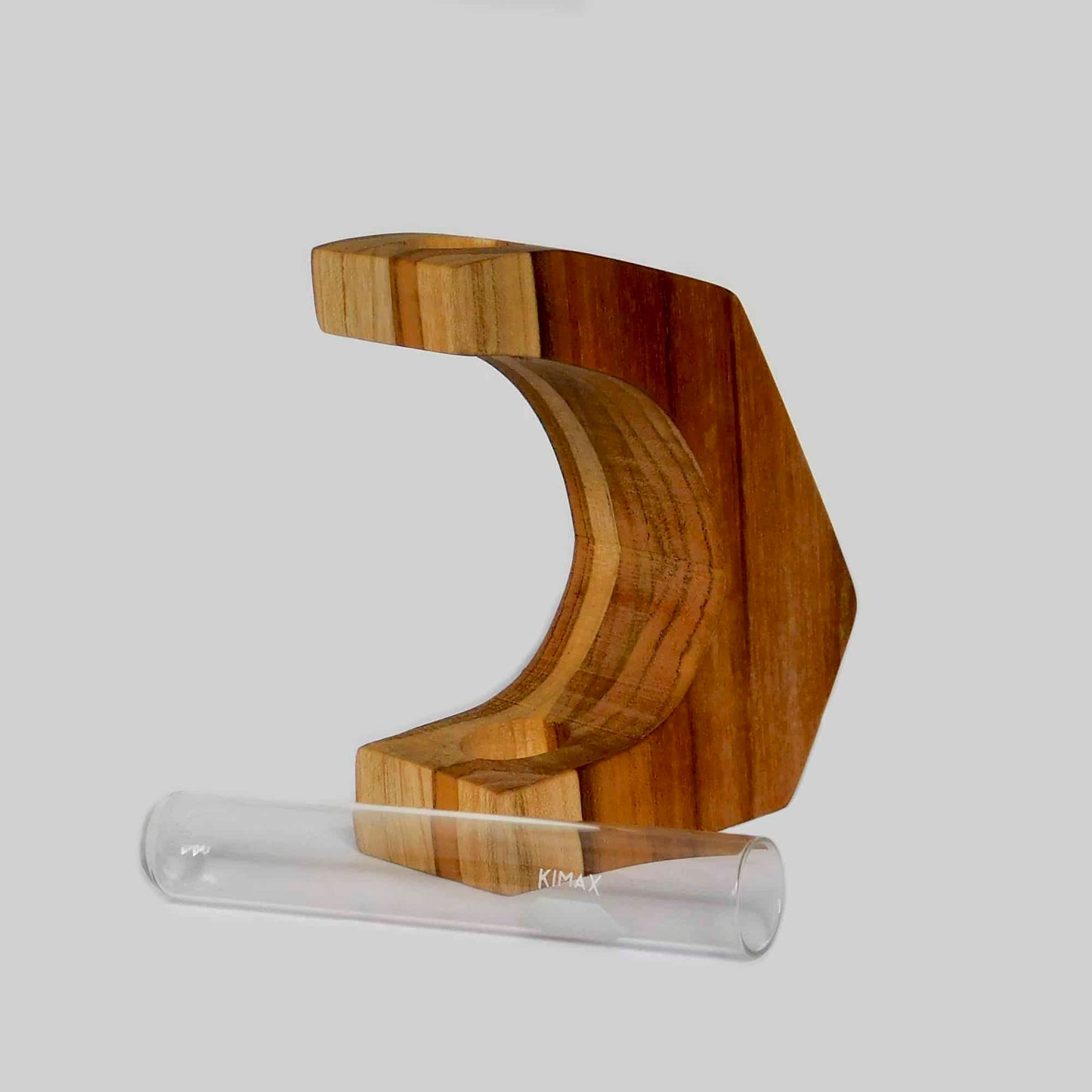 base madera madera semicircular para colocar florero de cristal
