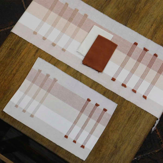 Camino de mesa tonos tierra y arena