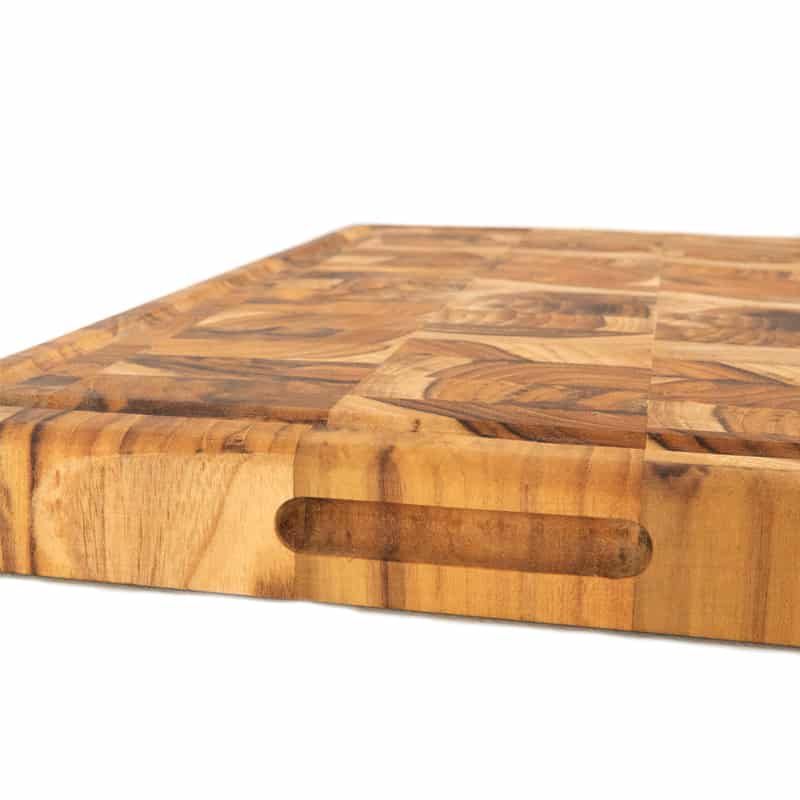 costado de bloque carnicero hecho de madera teca por artesanos guatemaltecos