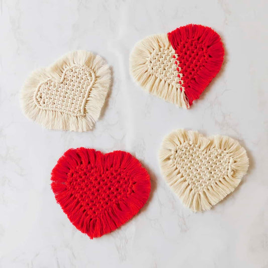 Portavaso corazón de macramé - Colores variados