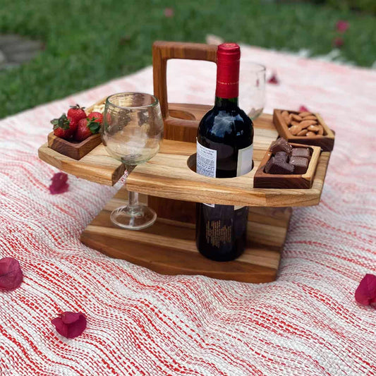 Base portátil para boquitas y vino